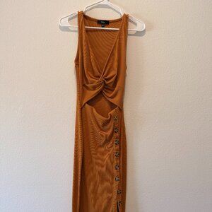 Orange midi knit dress (Lulu's)